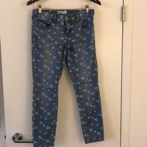 Free people skinny cropped floral jeans